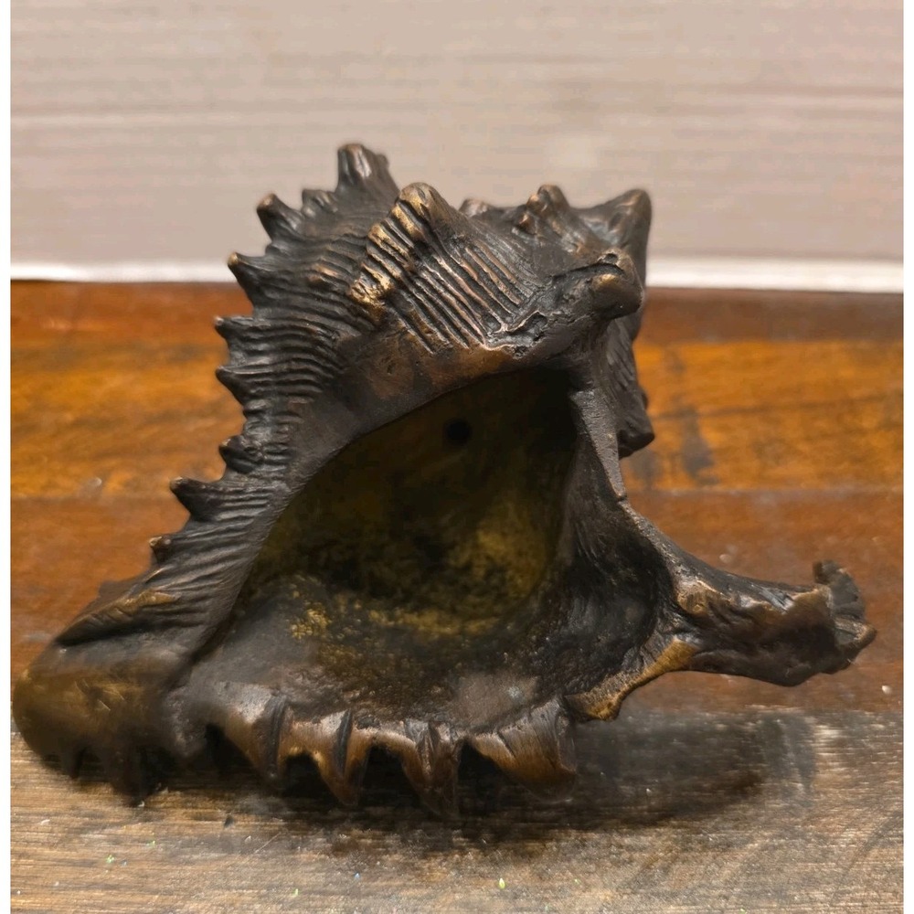 Vintage Solid Cast Bronze Brass Spiny Murex Conch Sea Shell Sculpture - Picture 5 of 10